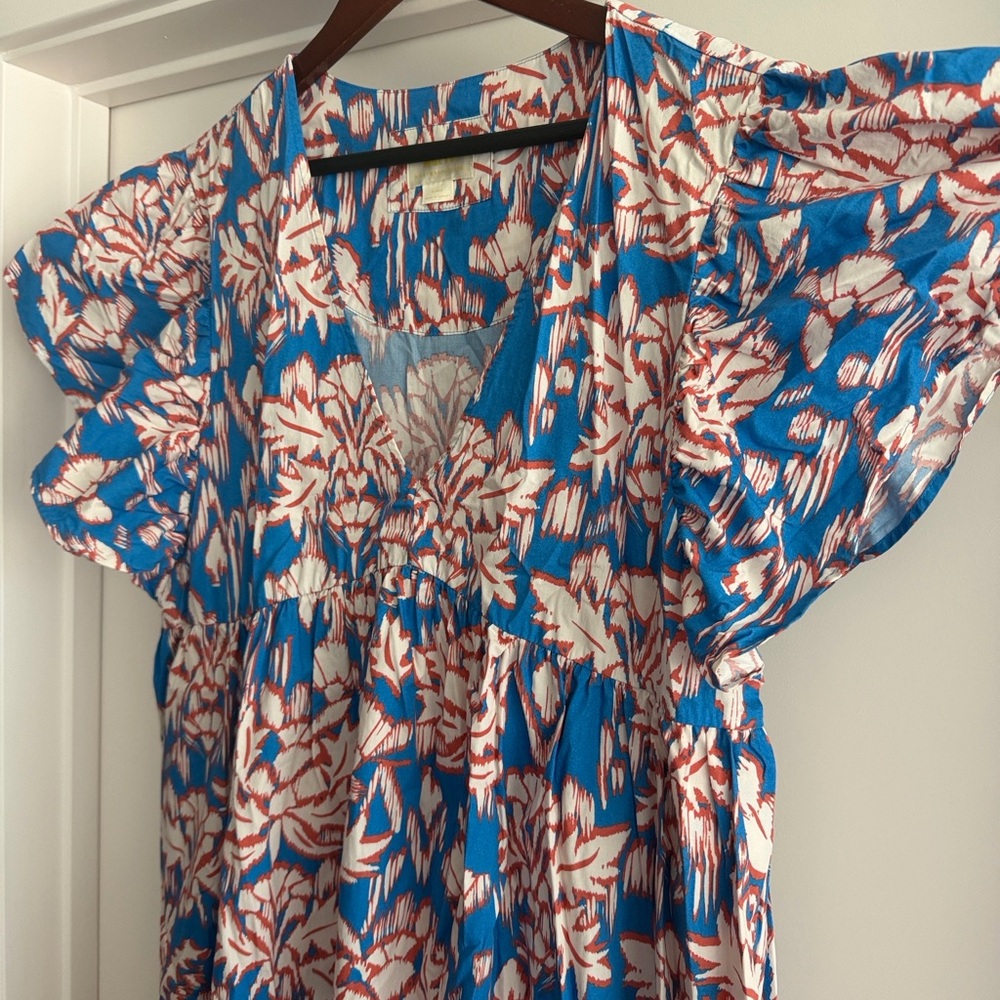 Maeve Blue Midi Dress with Pink Floral Print - Picture 7 of 12